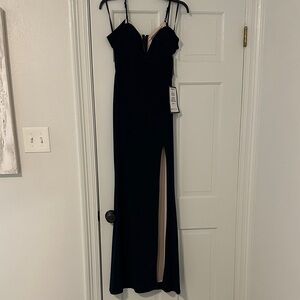 City Studio Black Strapless Dress with Slit